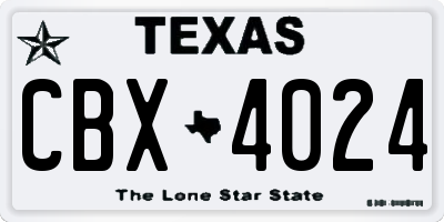 TX license plate CBX4024