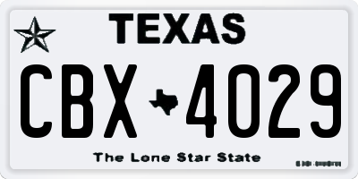 TX license plate CBX4029