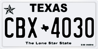 TX license plate CBX4030