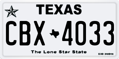TX license plate CBX4033