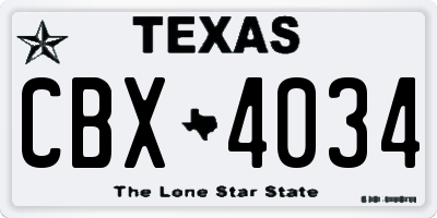 TX license plate CBX4034