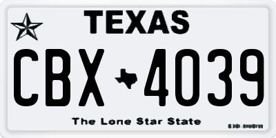 TX license plate CBX4039