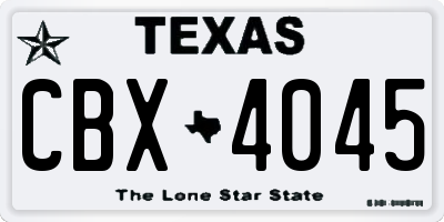 TX license plate CBX4045