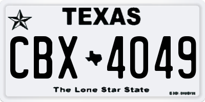 TX license plate CBX4049