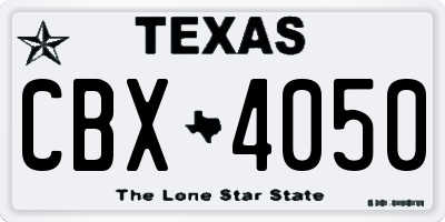 TX license plate CBX4050