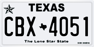 TX license plate CBX4051