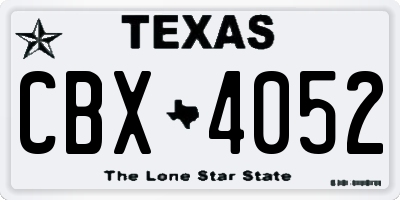 TX license plate CBX4052