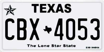 TX license plate CBX4053