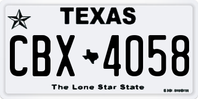 TX license plate CBX4058