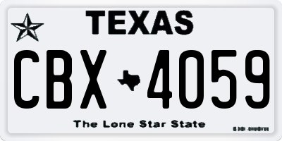 TX license plate CBX4059
