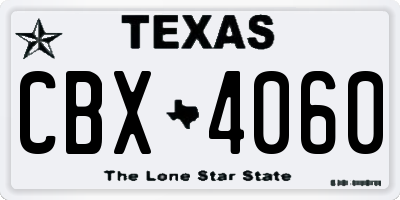 TX license plate CBX4060