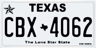 TX license plate CBX4062