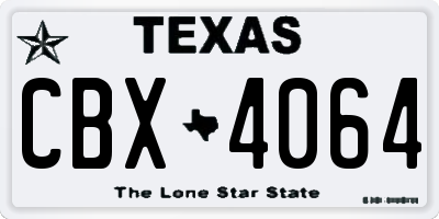 TX license plate CBX4064