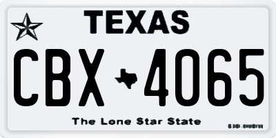 TX license plate CBX4065