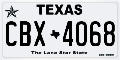 TX license plate CBX4068