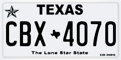 TX license plate CBX4070