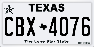 TX license plate CBX4076