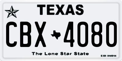 TX license plate CBX4080