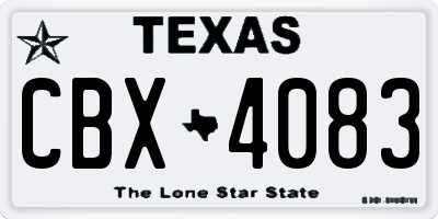 TX license plate CBX4083
