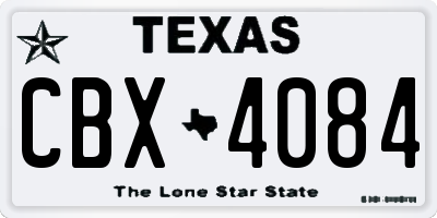 TX license plate CBX4084