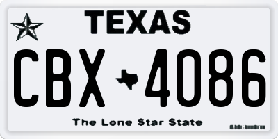 TX license plate CBX4086