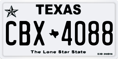TX license plate CBX4088