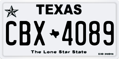 TX license plate CBX4089