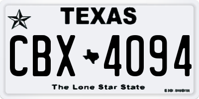 TX license plate CBX4094