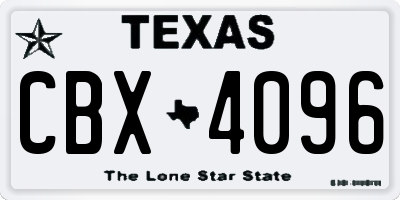 TX license plate CBX4096