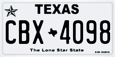 TX license plate CBX4098