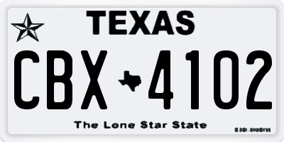 TX license plate CBX4102