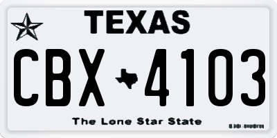 TX license plate CBX4103