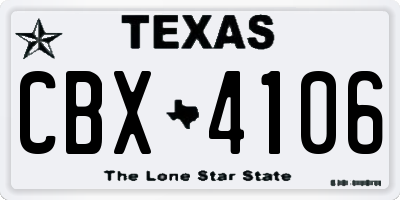 TX license plate CBX4106