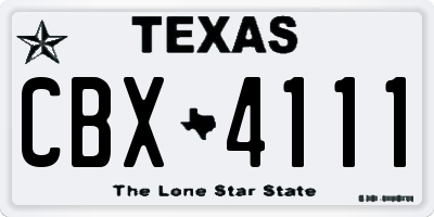 TX license plate CBX4111