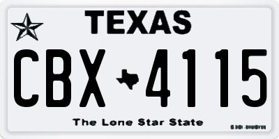 TX license plate CBX4115