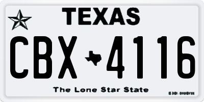 TX license plate CBX4116