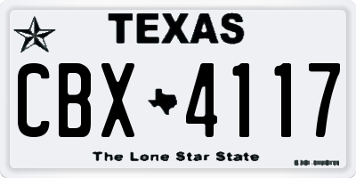 TX license plate CBX4117