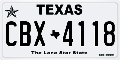 TX license plate CBX4118