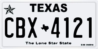 TX license plate CBX4121