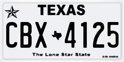 TX license plate CBX4125