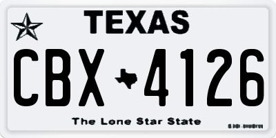 TX license plate CBX4126