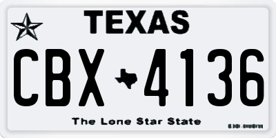 TX license plate CBX4136