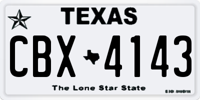 TX license plate CBX4143