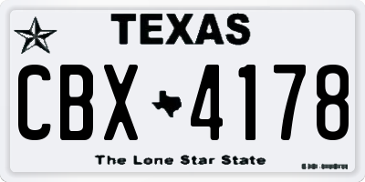 TX license plate CBX4178