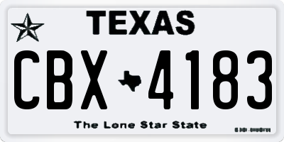 TX license plate CBX4183