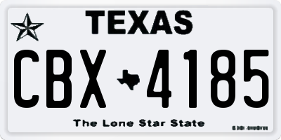 TX license plate CBX4185