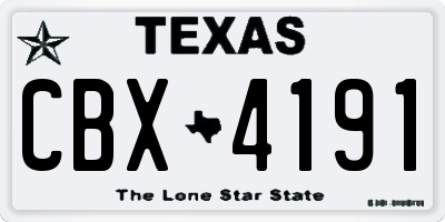 TX license plate CBX4191