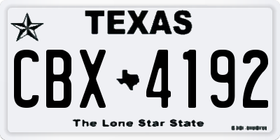 TX license plate CBX4192