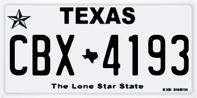TX license plate CBX4193