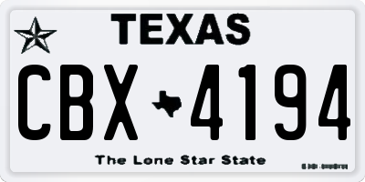 TX license plate CBX4194